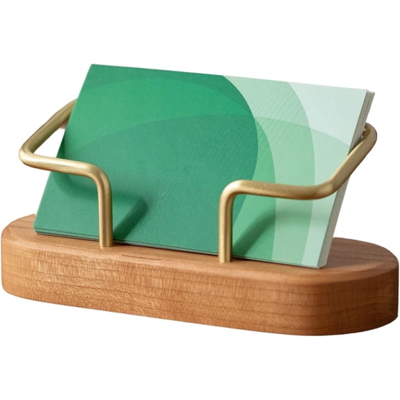 Wood Business Card Holder for Desk Wooden Business Card Display Stand Postcard Holder for Office Home Desktop (Wooden,1 Pack)