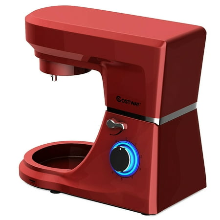 Costway - Tilt-Head Stand Mixer 7.5 Qt 6 Speed 660W with Dough Hook, Whisk & Beater - Red