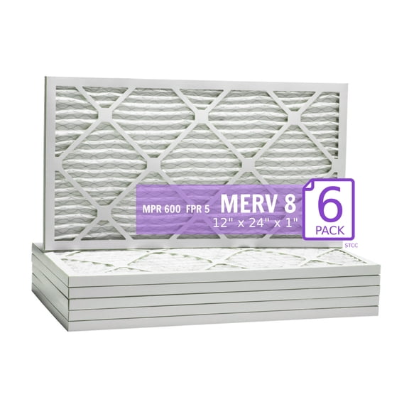 12x24x1, Purolator DMK80 Extended Surface Pleated Air Filter, Mechanical MERV 8, (6 Pack)