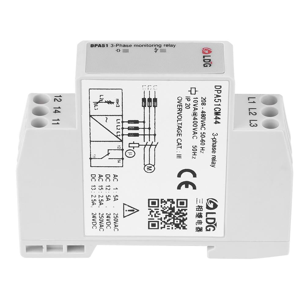 LYUMO DPA51CM44 3Phase Monitoring Relay Phase Sequence Protector 208480VAC, Phase sequence
