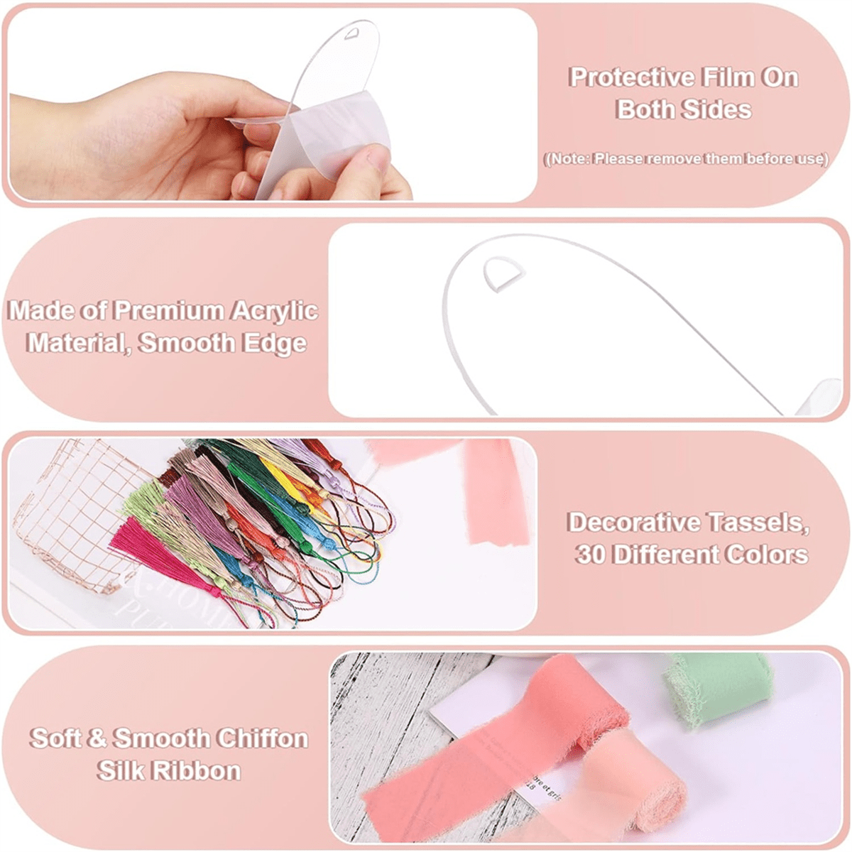 100 Pieces Acrylic Bookmark Blanks, Clear Acrylic Bookmarks DIY Bookmarks for Book Lover Crafts Present Tag Reading