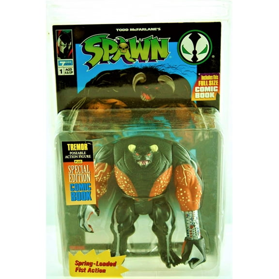 Todd Toys Spawn - 1994 - Tremor Action Figure - Includes Special Edition Comic Book - Spring Loaded Fist Action - Limited Edition  -