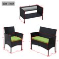 thumbnail image 2 of Xukmct Rattan Patio Green Cushion Wicker Frame Arm Chair Sofa with Coffee Table Set, 2 of 10