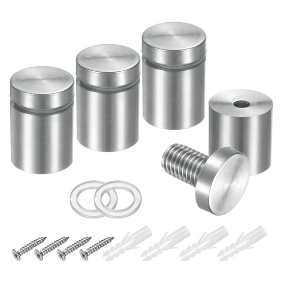 4 Pack 3/4" x 1" Stainless Steel Standoff Sign Standoff Screws, Silver Tone