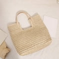 thumbnail image 3 of Travel Bag Handheld Portable High Capacity Handwoven Women Straw Woven Shoulder Bag Travel Accessory, 3 of 10