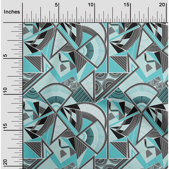 oneOone Cotton Jersey Turquoise Blue Fabric Triangle & Art Geometric Diy Clothing Quilting Fabric Print Fabric By Yard 58 Inch Wide