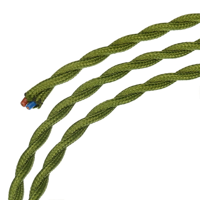 Unique Bargains Twisted Cloth Covered Wire 2 Core 18AWG 3.0m/9.84ft,Electrical Cable,Green