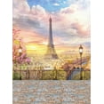 thumbnail image 3 of GreenDecor 5x7ft Paris Eiffel Tower Backdrops Modern Building Road Lamps Metal Fence Vintage Brick Floor Blue Sky White Cloud Birds Nature Romantic Ph, 3 of 5