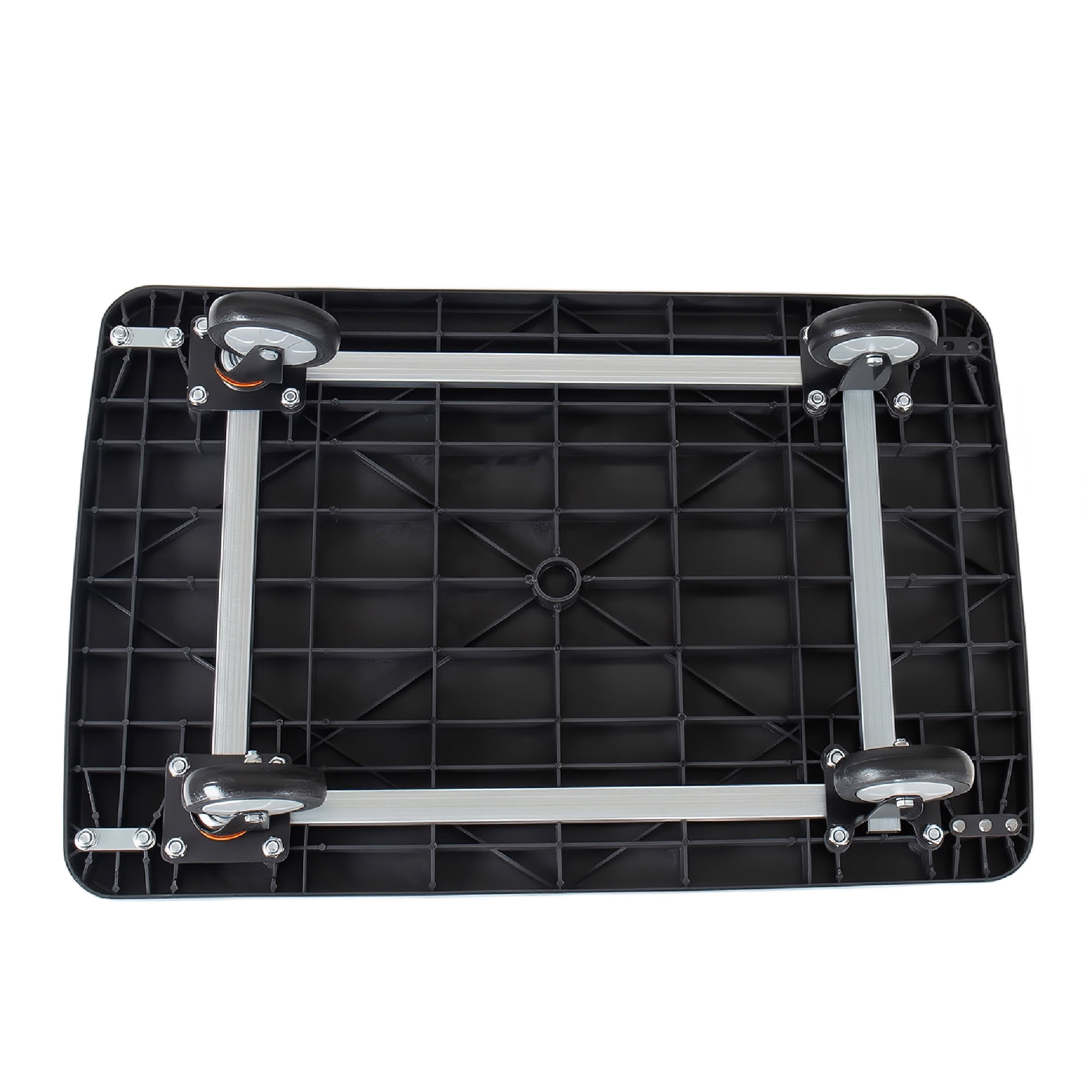 Foldable Platform Truck Dolly, 660lbs Heavy‑Duty Push Handcart with 360° Silent Swivel Wheels & 4 Steel Load‑Bearing Beams for Warehouse Garage Home Moving