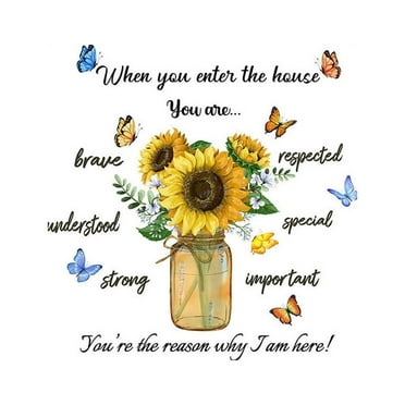 SDJMa Inspirational Quotes Wall Decals Sunflower Wall Stickers Butterfly Family Wall Decal Motivational Saying Peel and Stick Letters Wall Decals for Bedroom Bathroom Outdoor Decor