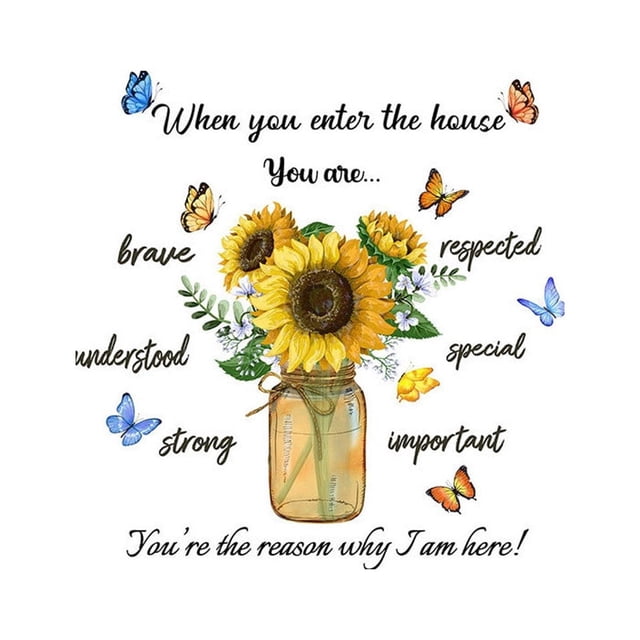 Living Room Wall Decorations for Home One-Meter Wall Sticker Sunflower English Inspirational Slogan Wall Sticker Paper Living Room Decoration Wall Sticker Self-Adhesive Wall Sticker