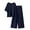 Blue, variant on Xdegoge Linen Sets for Women Plus Size 2 Piece Travel Lounge Outfits Oversized Half Sleeve T-Shirt Crewneck Soild Color Tops Elastic Waist Loose Wide Leg Pants Summer Fall Matching Clothes Loungewear