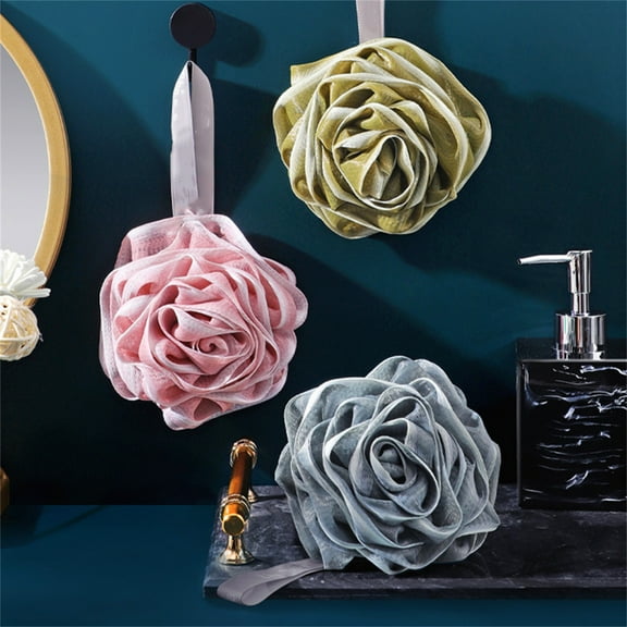 Casewin 3 Pack Bath Sponge Shower Puff Soft Loofah Sponge Pouf Exfoliating Mesh Shower Ball for Adults Men Women,Random Color