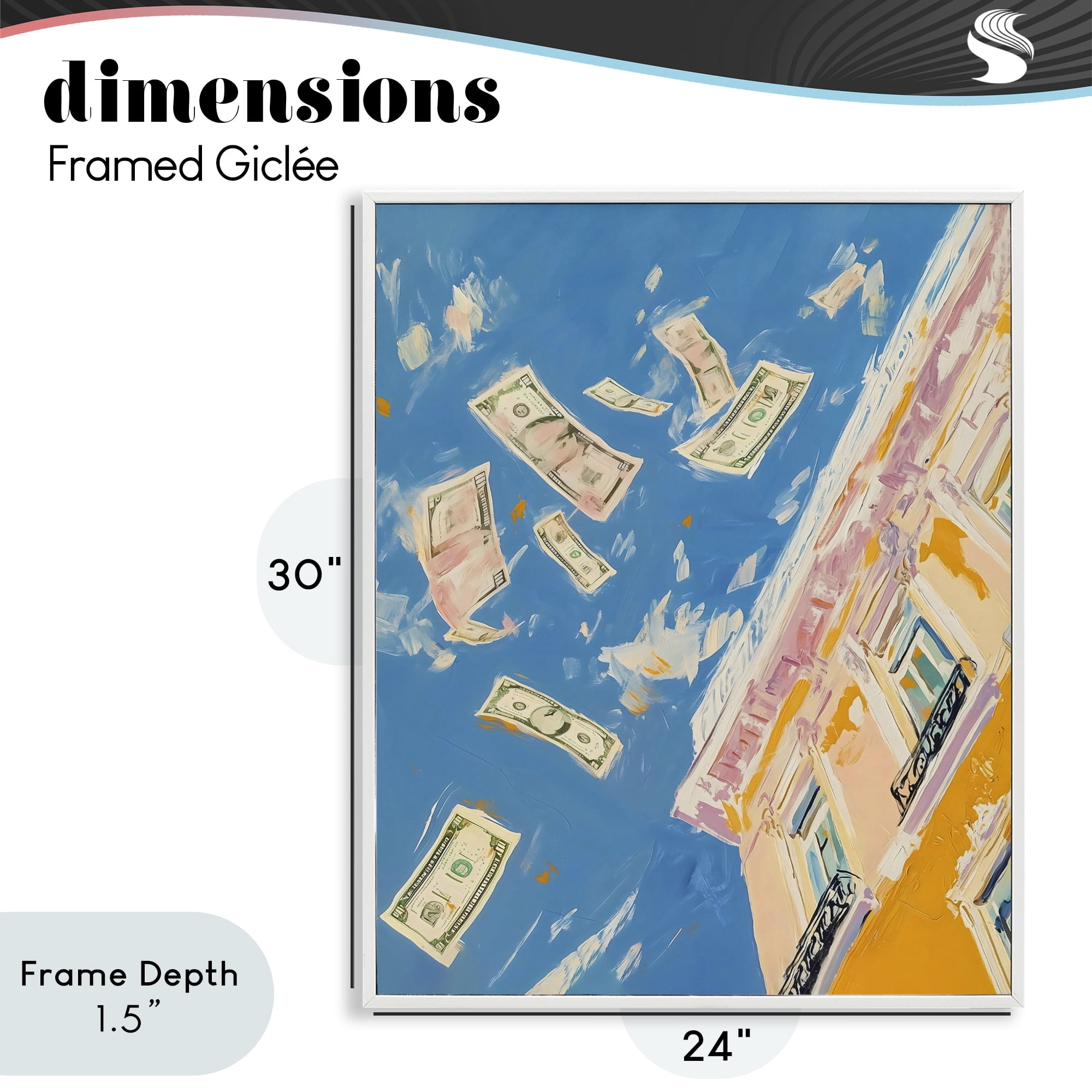 Stupell Industries Money Rain Drifting Past Windows White Framed Giclee Art, design by The Prints Vibe