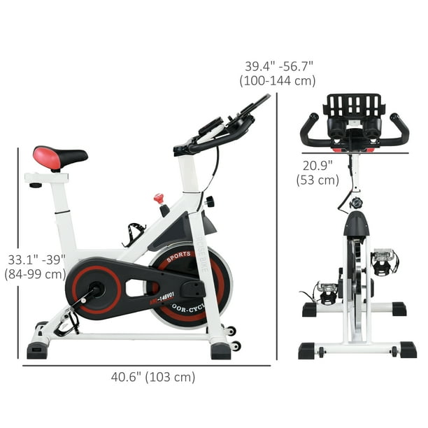 Soozier Adjustable Upright Stationary Exercise Bike Aerobic Training Indoor Cycling Cardio Workout Fitness Racing Machine for Home w Adjustable Resistance Flywheel Bottle Holder Walmart
