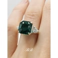 thumbnail image 2 of 8mm-10mm Lab Hydrothermal Dark Green Emerald, Asscher Cut, Three Stone Engagement Wedding Statement Ring, 925 Silver or Gold,, 2 of 2