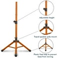 thumbnail image 4 of Technical Pro 2 Pack Orange Tripod Speaker Stands Steel 40 lbs Capacity Adjustable Height, 4 of 5