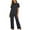 Dark Gray, variant on Women's 2 Piece Casual Set Solid Color Travel Outfits Spring Tracksuit Crewneck Tops and Wide Leg Long Pants Summer Sets