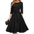 thumbnail image 3 of Cocktail Dresses for Women, Elegant Wedding Guest 3/4 Sleeves Formal Church Dress, Fall 2025, 3 of 14