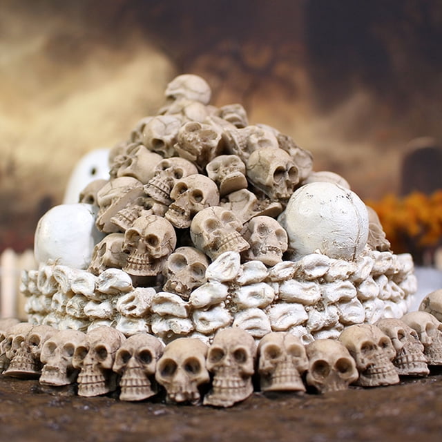 Todaioua 40Pcs Halloween Mini Skull Decoration, Miniature Realistic Resin Skeleton Head Halloween Skull Heads Figurine for Vase Filler Party Table Decor