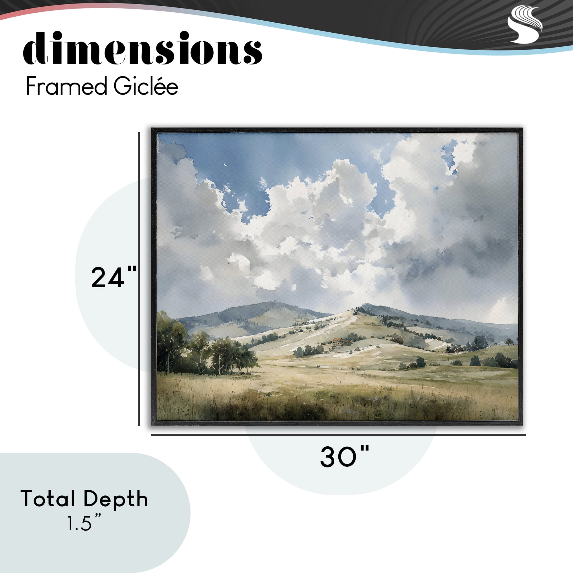 Stupell Industries Tranquil Hills Meadow Black Framed Giclee Art, design by Franklyn Gregory