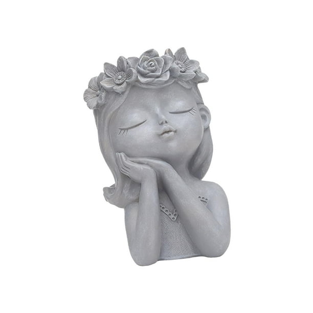 Maceta con forma de cara, macetas con forma de cara para interior y exterior, macetas de resina con drenaje Estilo B