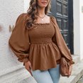 thumbnail image 7 of Womens Chiffon Smocked Peplum Tops Elegant Sexy Square Neck Long Sleeve Poet Shirt Fall Solid Cute Babydoll Blouses, 7 of 7