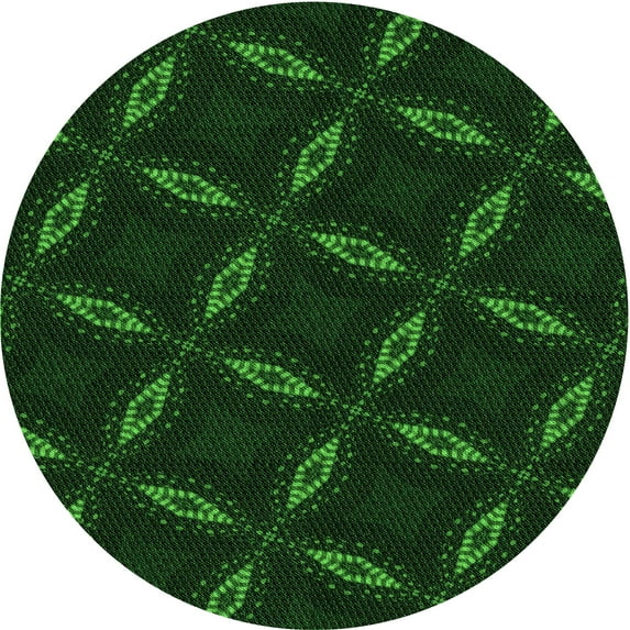 Ahgly Company Machine Washable Indoor Round Transitional Green Area Rugs, 5' Round