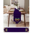 thumbnail image 3 of Table Runner Dresser Scarves 72 Inch Long, Carnival Mardi Gras Celebraion Linen Dining Table Runners Mask on Purple Diamond Checker Tabletop Scarf for Wedding Holiday Party Kitchen, 3 of 7