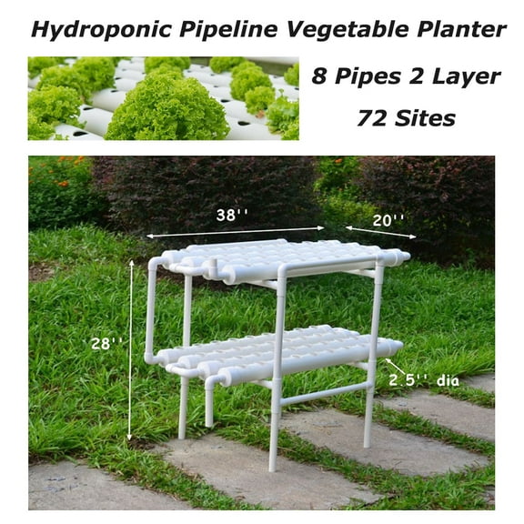 EQCOTWEA Hydroponic 72 Plant Site Grow Kit Pipeline Vegetable Planter PVC