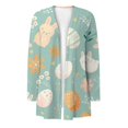 thumbnail image 5 of Lroveb Easter Cardigan Sweaters for Women Open Front Lightweight Casual Cardigan Spring Easter Egg Bunny Printed Loose Outerwear With Pocket, 5 of 5
