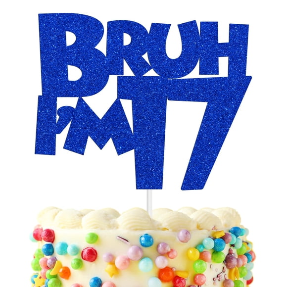 Cake Topper Hequoyer Bruh I'm 17 Happy 17th Birthday Azul