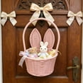 thumbnail image 6 of Lksixu Easter Bunny Baskets, Easter Decorations Woven Wicker Empty Egg Basket with Handle and Rabbit Ears, Portable Easter Eggs Storage Basket Small Rattan Picnic Basket for Easter Eggs Hunting, 6 of 6