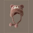 thumbnail image 2 of iHPH7 Bear Hat Beanie with Pom Warm Hats for Women Fluffy Snow Hat Faux Fur Hat Russian Hat Winter Cap Pink One Size, 2 of 3