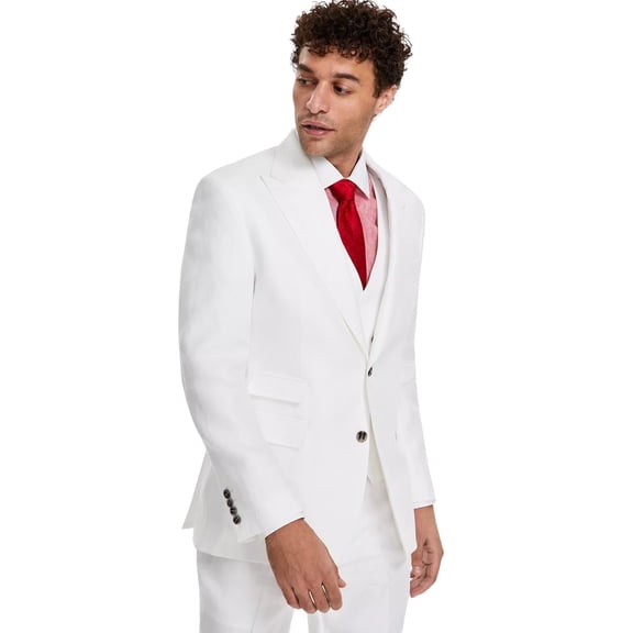 Tayion Collection Men's White Linen Suit Jacket  50R/M37.5