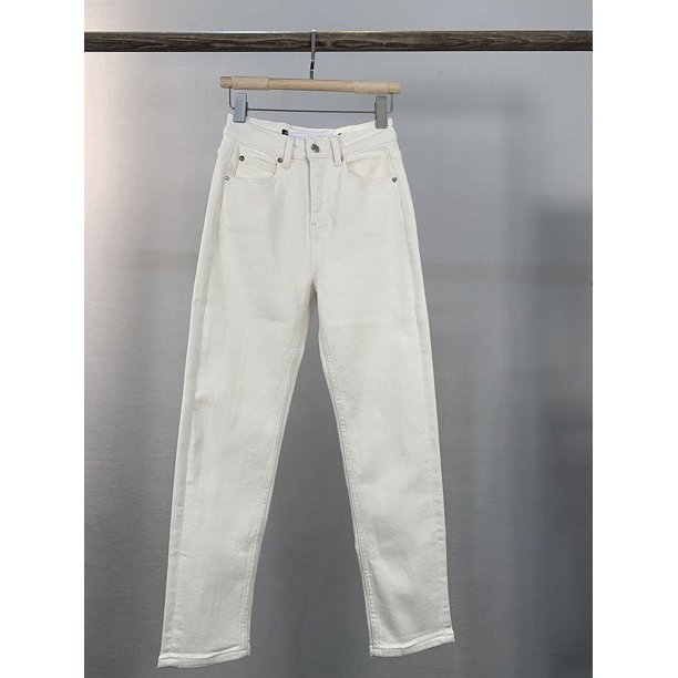 2024 principios de primavera nuevo king pantalones vaqueros de pierna recta elásticos y de felpa con nueve cuartos de longitud, cintura alta para mujer y efecto adelgazante