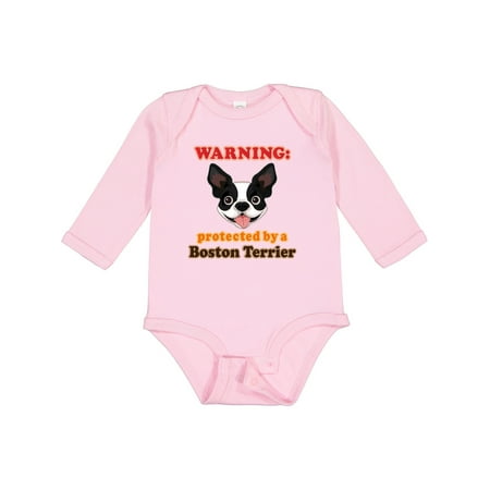 

Inktastic Boston Terrier Dog Protected by Gift Baby Boy or Baby Girl Long Sleeve Bodysuit