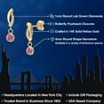 thumbnail image 2 of Gem Stone King 14K Yellow Gold Pink Moissanite and Lab Grown Diamond Earrings for Women | 0.51 Cttw | Gemstone Birthstone | Round 4MM, 2 of 6