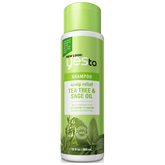 Yes To Tea Tree & Sage Oil Scalp Relief Shampoo 12 Fl Oz ,  97% Natural Ingredients