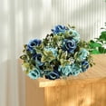 thumbnail image 3 of Mosey Colorful Artificial Rose Bouquet with Green Leaves Curly Edge Realistic Reusable Non-withering Home Wedding Party Bridal Faux Flower Decoration Photo Props, 3 of 8