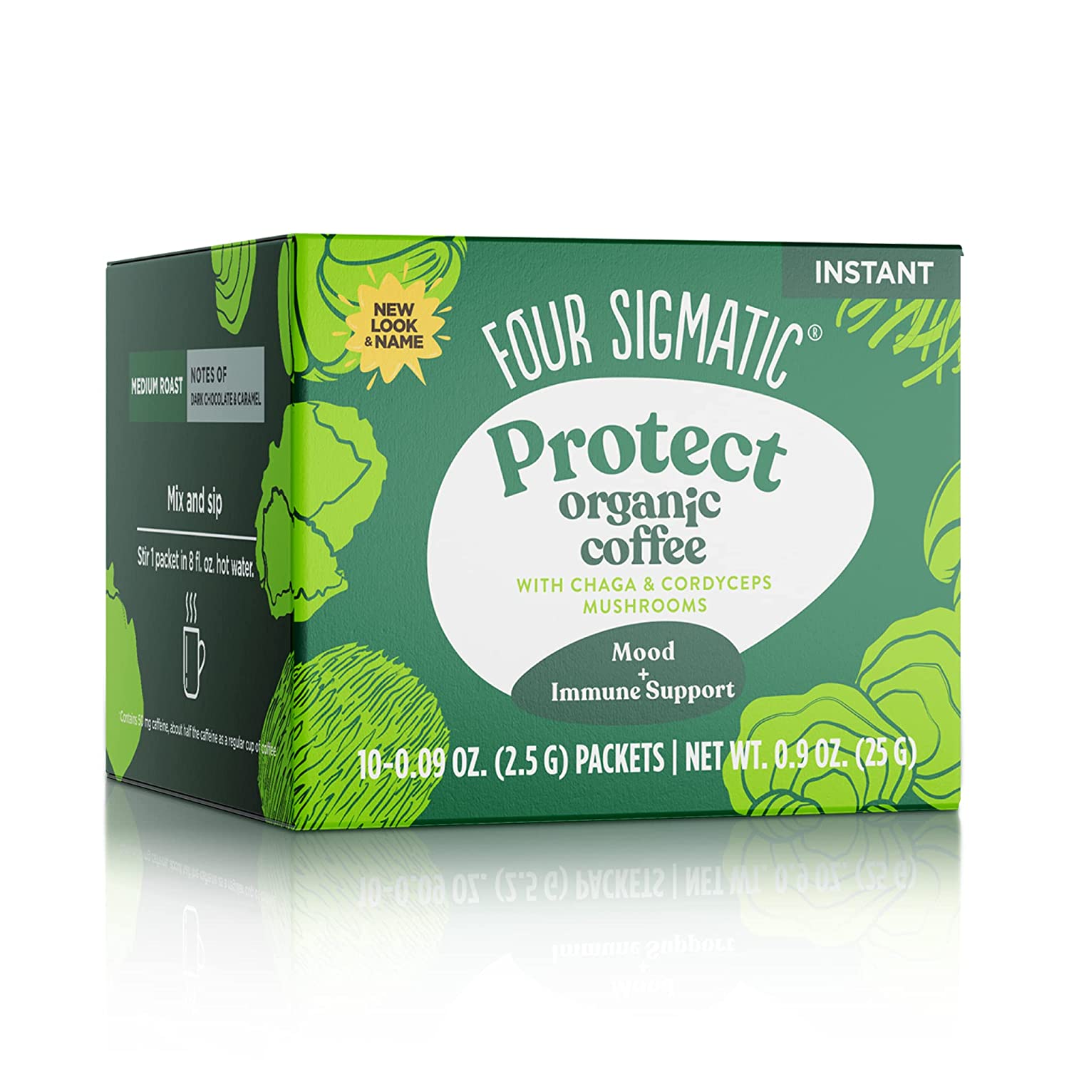 Organic Instant Coffee Powder by Four Sigmatic Arabica Instant Coffee Singles with Cordyceps