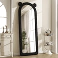 thumbnail image 2 of Anyrose 63"x24" Arched Floor Mirror Irregular Full Length Mirror With Flannel Frame, Black, 2 of 6