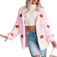 thumbnail image 2 of Suéter con Bordado de Calabaza para Mujer, Cuello en V, Holgado, Informal, de Punto, , para las Fiestas. Rosa M, 2 of 8