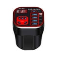 thumbnail image 2 of Intelligent Digital Display Car Mounted Cup Type Inverter, 12V/24V to 220V Power Supply Converter, Multifunctional Socket with 150W Peak Power, QC 3.0 Fast Charging, LED Display, Universal Fit, 2 of 8
