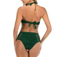 thumbnail image 4 of WREESH Womens Two Piece Swimsuit Halter Lace Lingerie Set High Waisted Bikini Bicolor Fashion Casual Waist Slim Hollow Out Solid Color Bikinis Sets Beach Bathing Suit Green, 4 of 8