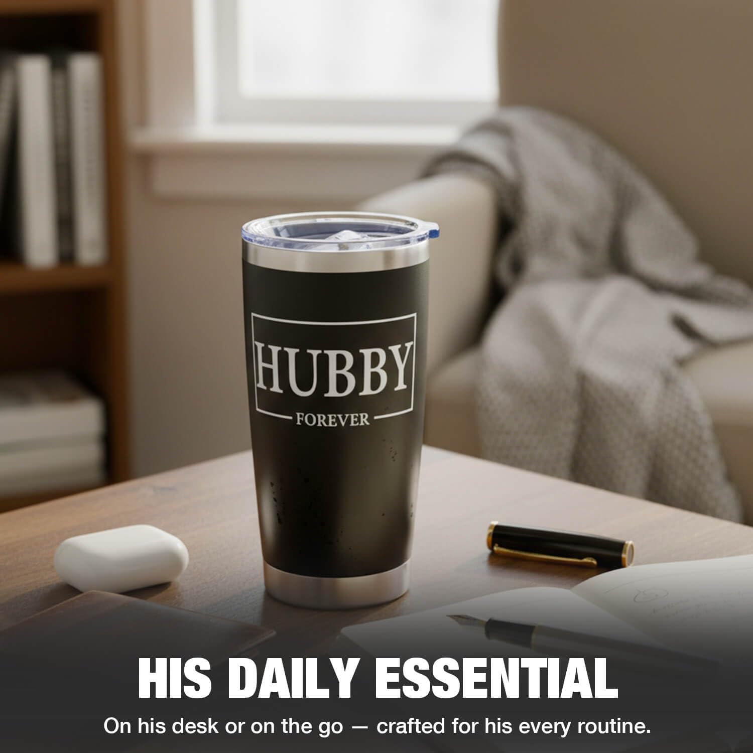 Husband Valentines Day Gifts - Valentines Gifts for Him, Best Husband Ever, Cool Unique Birthday Anniversary Christmas Fathers Day Gift from Wife - Hubby Coffee Tumbler Cup, 20oz Stainless Steel