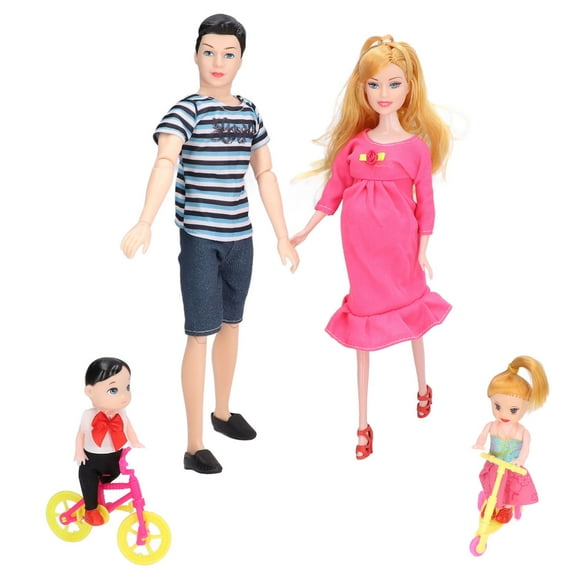 Muñeca familiar, scooter embarazada mamá muñeca set 5 piezas personas con seguridad temprana para el juego diario para niñas
