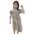 thumbnail image 1 of Robes Florales pour Filles Enfants Robe en Coton à Manches Courtes à Imprimé floral Bébé Robes de Printemps Été pour Fête Plage, 1 of 6