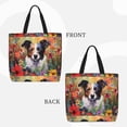 thumbnail image 2 of Hirioo Colorful Flower Dog for Tote Bag for Women, Quilted Shoulder Bag with Zipper, Large Capacity Handbags for Casual, Travel, Work, 2 of 7
