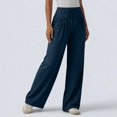 thumbnail image 5 of Women's High Waisted Wide Leg Pants Casual Pleated Palazzo Trousers Loose Fit Straight Leg Lounge Pants with Drawstring and Pockets, 5 of 5